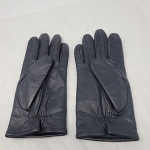Vtg Fownes Womens Black Genuine Leather Winter Gloves Fleece Lined Sz L Driving